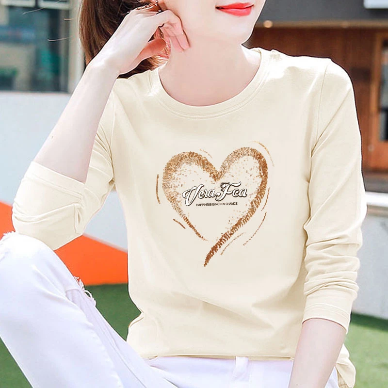 2024年秋百搭新款印花圆领潮流T恤秋冬感长袖T恤insD1693