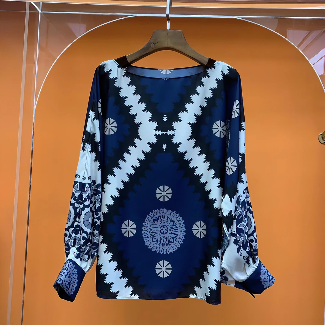 时尚百搭定位印花春夏长袖衬衫XBH177