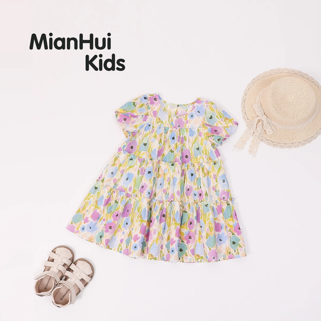 时尚夏季女童梭织短袖连衣裙33220085