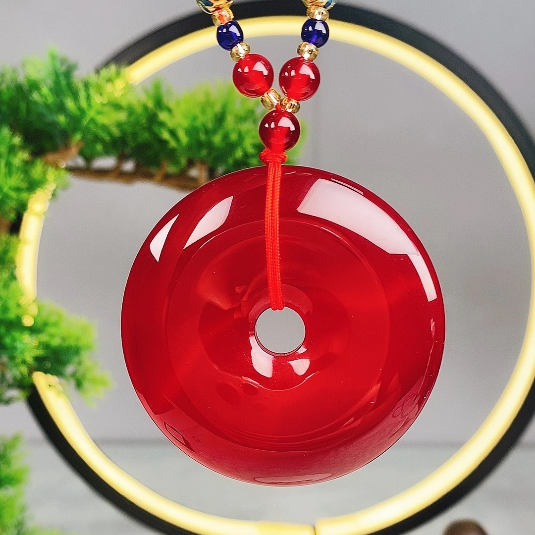 【店长推荐】天然鸽血红大平安扣 原矿老料 天然玉石 平平安安1