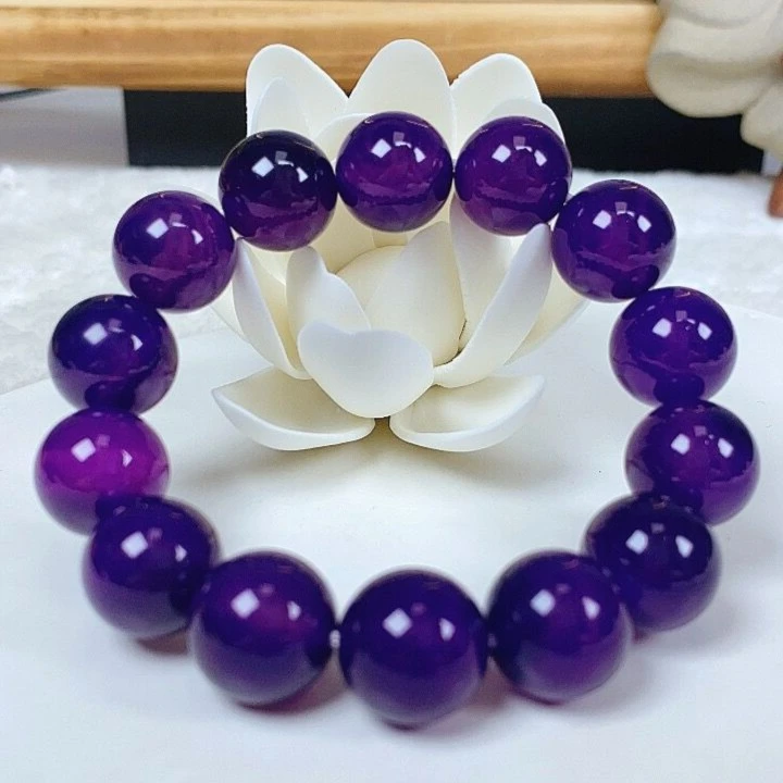 【新品上新】紫俱来手串 极光紫手串 天然原矿宝石 卡14MM 带证书