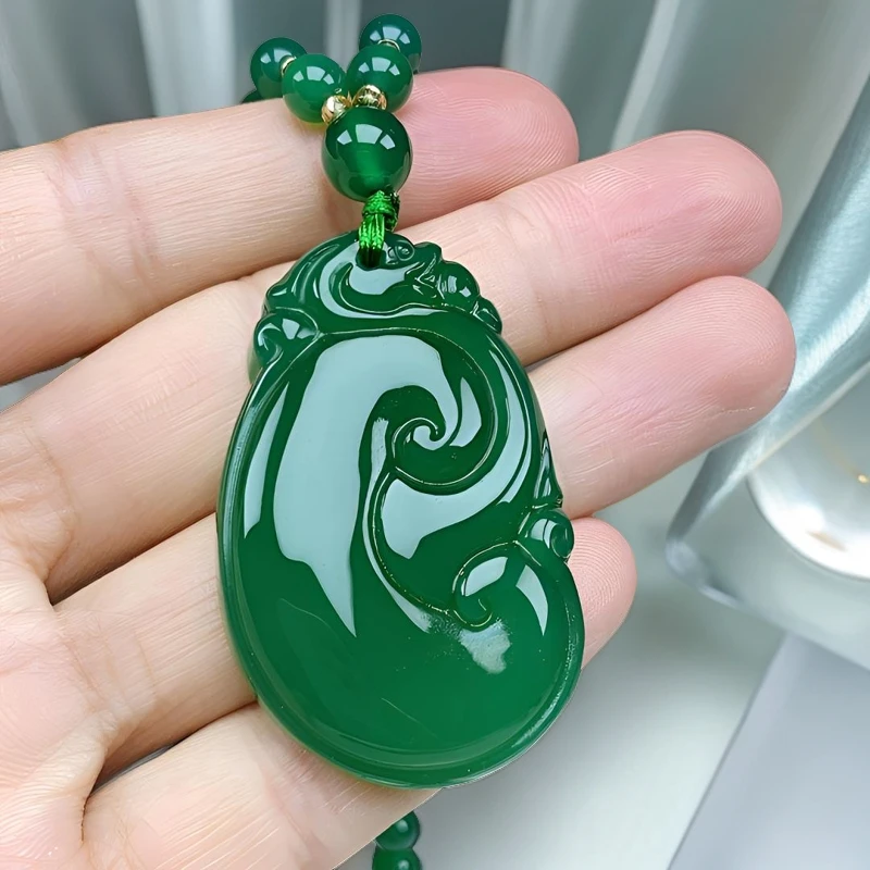 【店长推荐】天然帝王绿如意吊坠 天然玉石 随我心意 带证书礼盒1