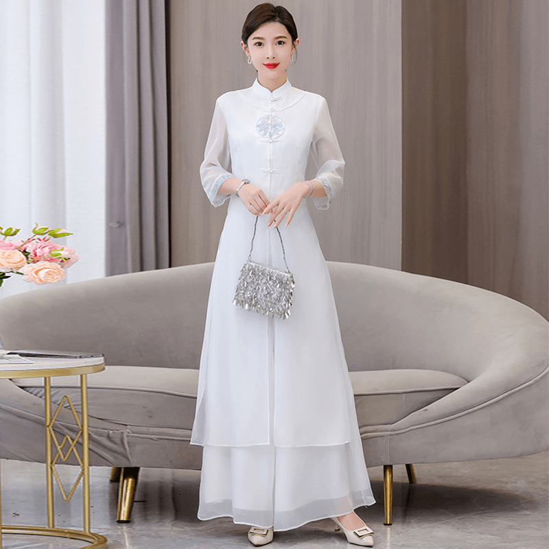 新中式国风新中式女装改良汉服中国风旗袍唐装禅意连衣裙服套装艺