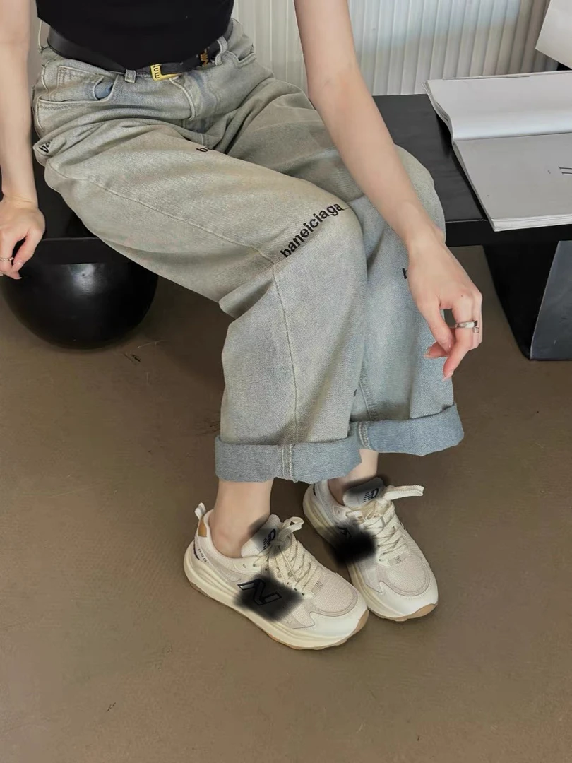 601韩版老爹鞋超显脚小拼色N字厚底运动
