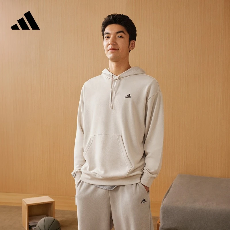 阿迪达斯官方 男女新款毛圈加厚运动连帽卫衣套头衫adidas IZ1457