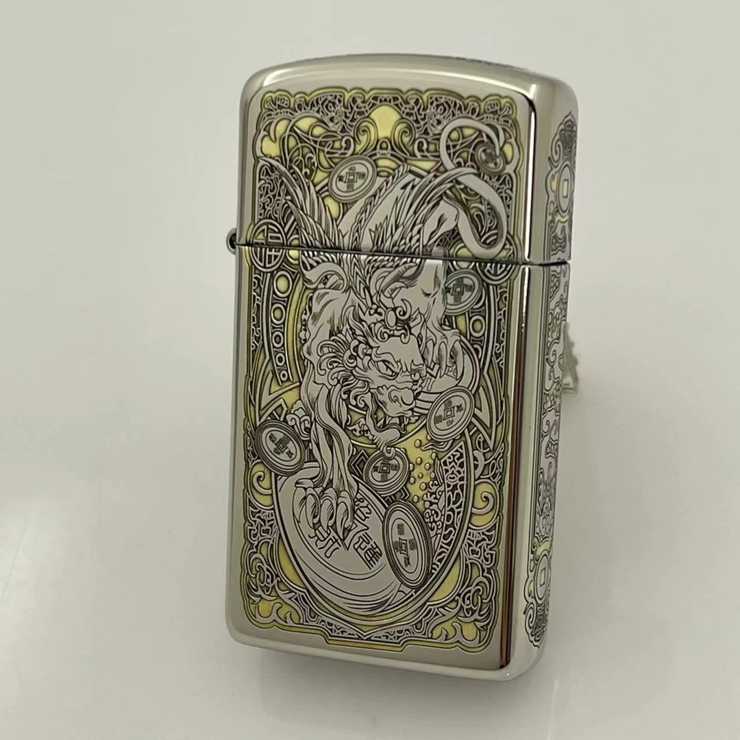 ZIPPO小皮皮盔甲 纤巧 窄机 金冰 双 色 防 风打火机