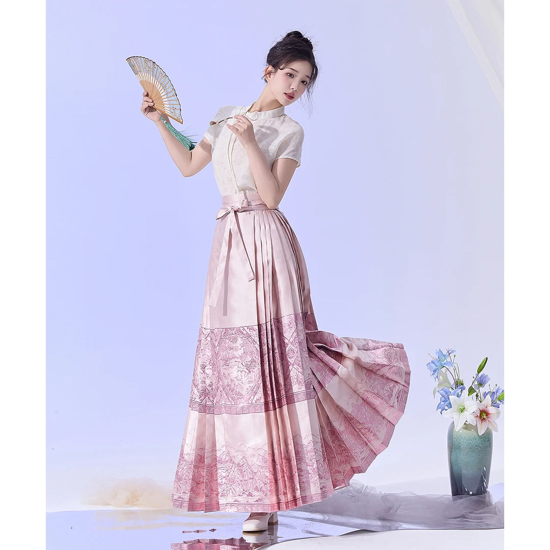 微瑕 阳阳 揽风华【苏园赋】原创设计汉服明制织金马面裙女2024夏季