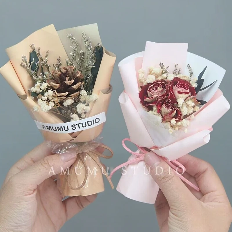 迷你小清新花束玫瑰干花mini精致diy伴手礼品满天星情人节装饰物