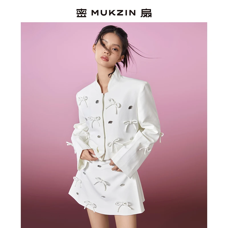 密扇2024春装新款游龙戏凤蝴蝶结装饰唐装上下装M241B11007101