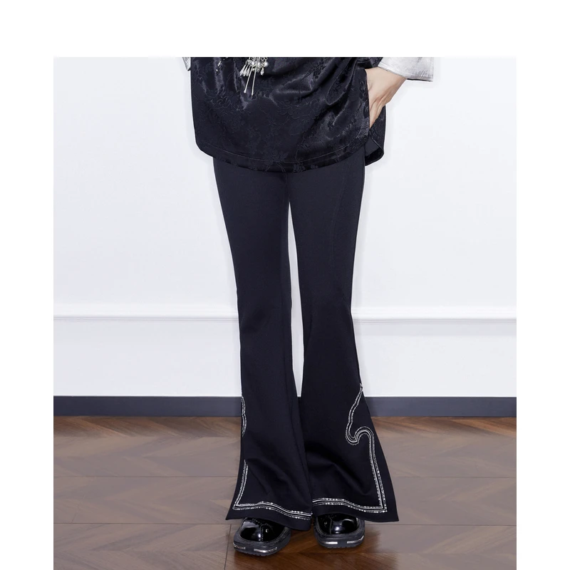 密扇2024玲珑系列新中式喇叭裤M24DC21003001