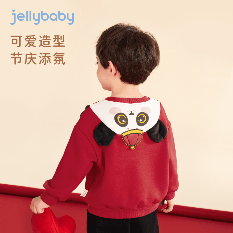 杰里贝比jellybaby-儿童加绒卫衣女童秋冬红色衣服 JRN35734-ZH