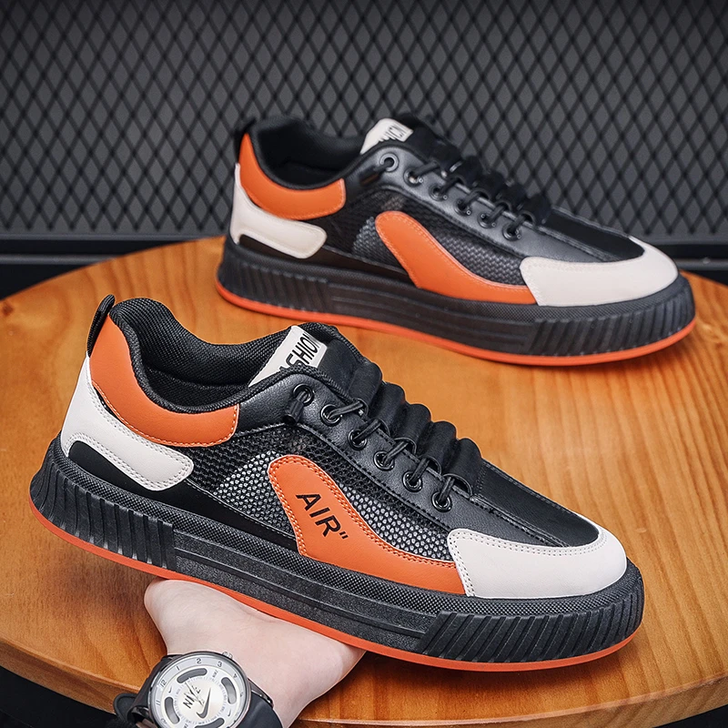 男鞋春季2024新款小众休闲耐磨厚底运动鞋百搭潮流增高鞋子AD082