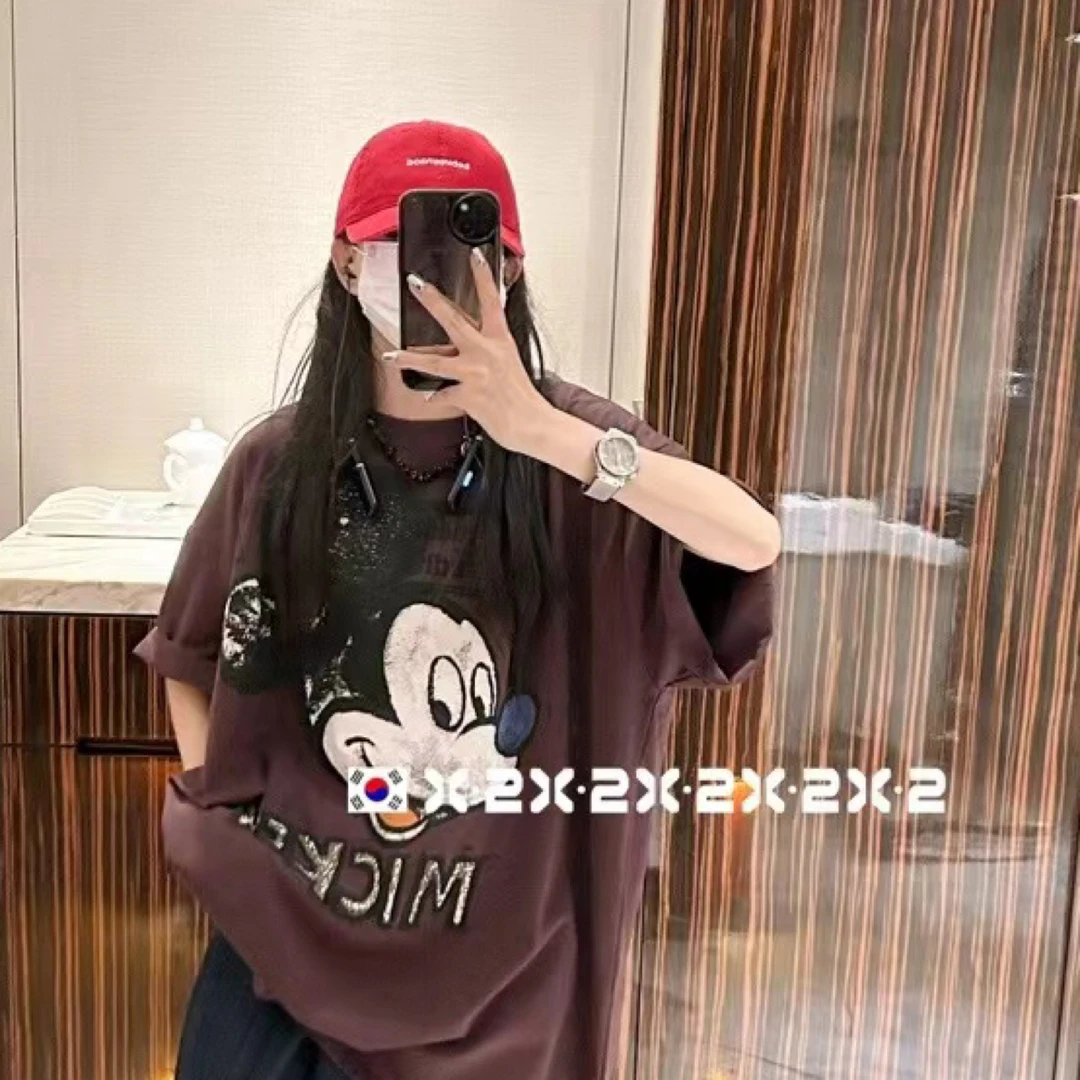 高智淡人新款大鼻子米奇宽松体恤