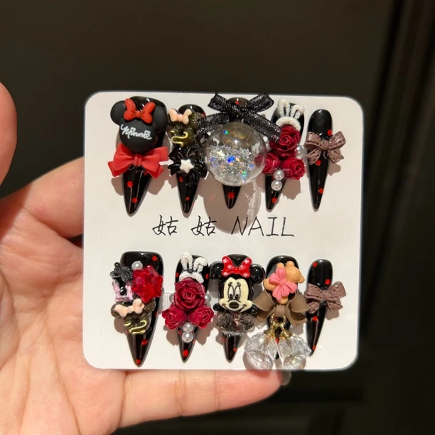 米老鼠 手工穿戴甲美甲可爱卡通美甲贴片成品假指甲可拆卸