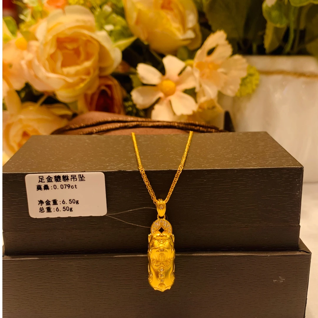 《禧缘黄金》足金999 招财貔貅莫桑点单吊坠多选