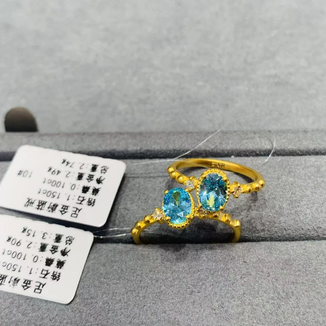 《禧缘黄金》足金999 蔚蓝戒指莫桑点多样性发其一