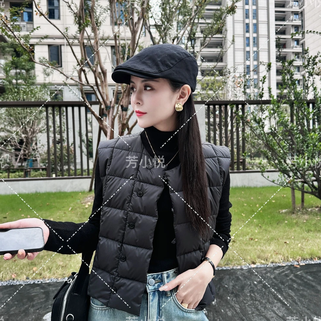 【芳小悦】小方格纯色高级感羽绒马甲背心