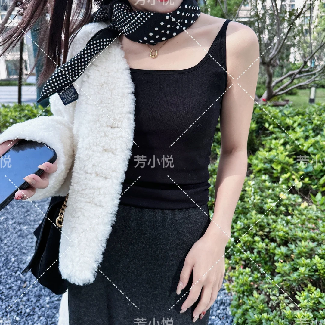 【芳小悦】绵羊毛裸氨细肩吊带自发热背心美背G3270