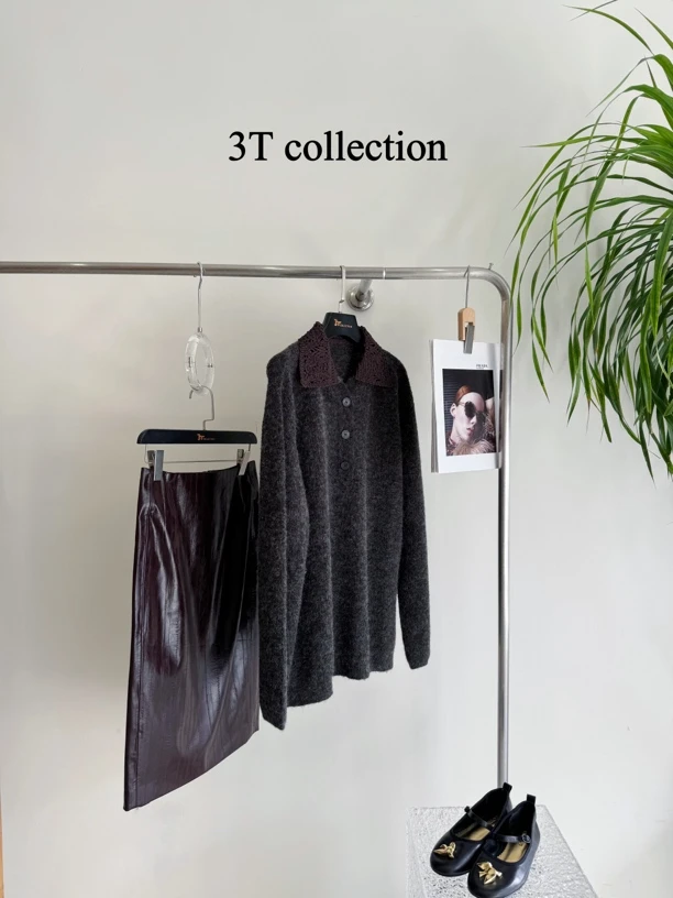 YOUWEI有尾女装 复古运动净面长袖毛衫