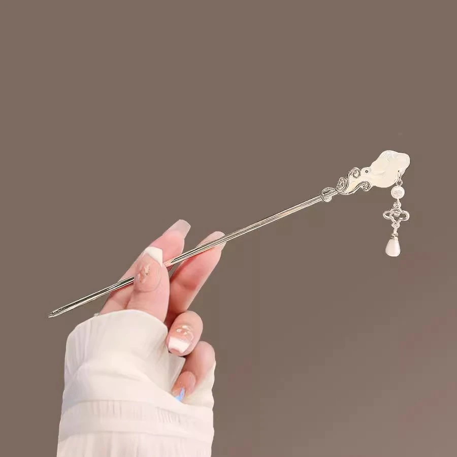 祥云玉如意古风流苏发簪女步摇高级感后脑勺盘发簪子中式发钗配饰