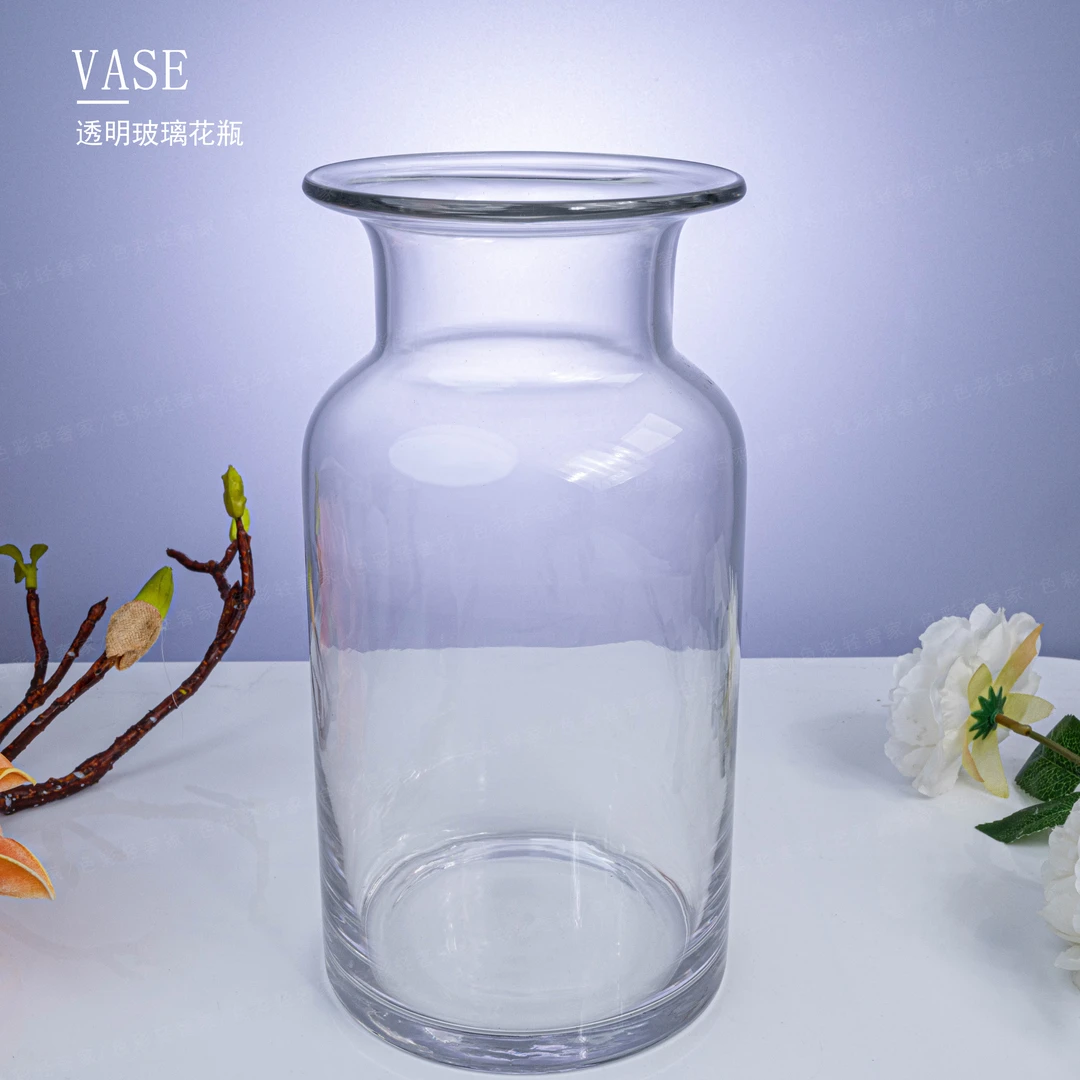 [色彩]透明插花桌面摆件琉璃花瓶时尚简约花卉装饰花器F539