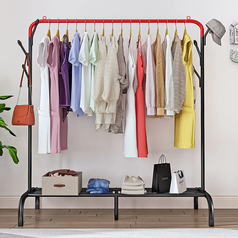 单杆式晾衣架落地卧室折叠室内简易衣帽架阳台挂衣架家用晒衣架子