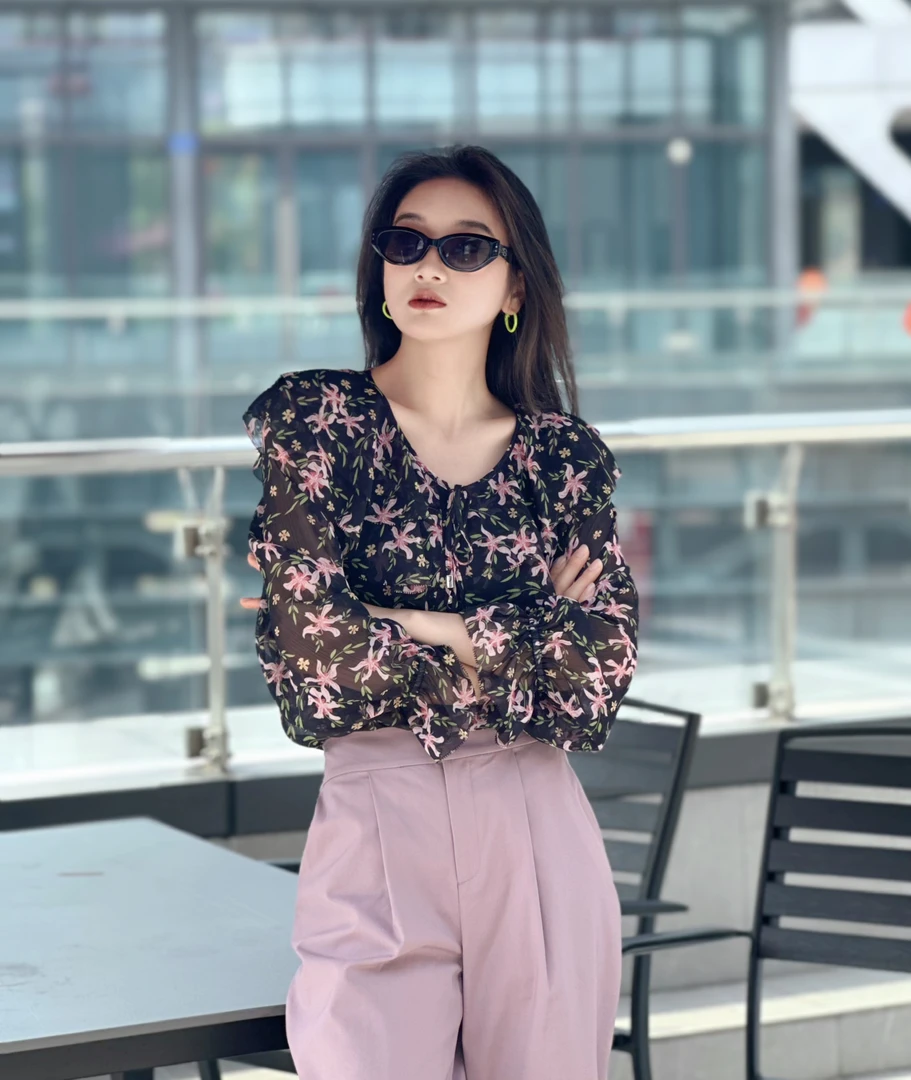 玛丝恩迪气质碎花衬衣