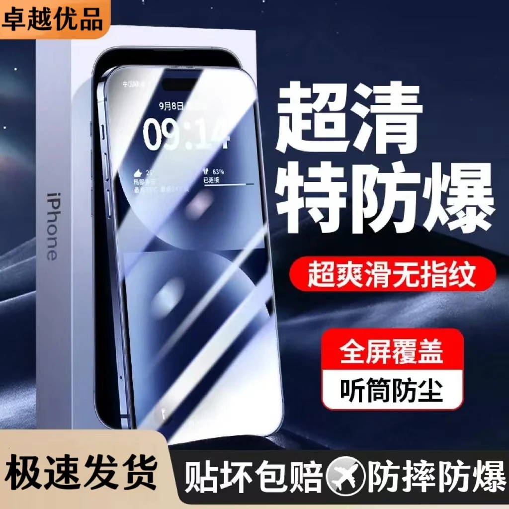 听筒防尘膜苹果15Promax超清钢化膜适用iPhone14/12/13全屏防偷窥