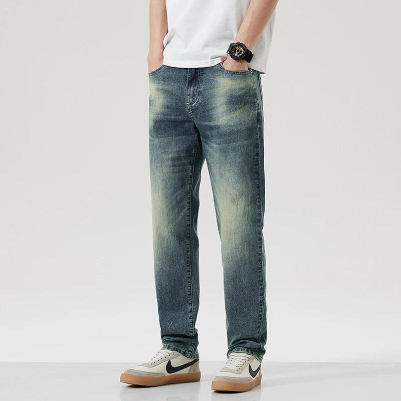 高端牛仔裤男款直筒宽松爆款2024新款复古裤子男潮流弹力休闲长裤
