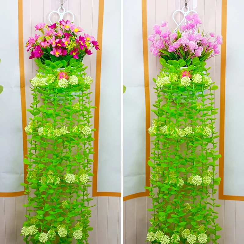 室内外墙面装饰绿植仿真花藤蔓藤条挂墙花篮塑料假花客厅装饰花卉