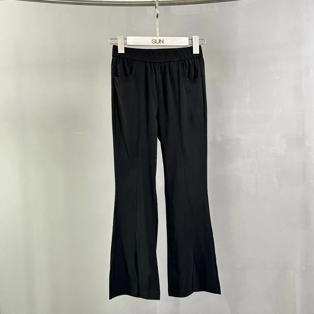 南南大版 松紧腰微辣开叉休闲裤气质时尚女士修身小黑裤685766