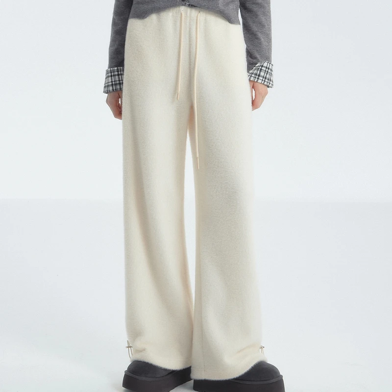 SOMESOWE【肖然好物】蕾丝垂感绒绒裤