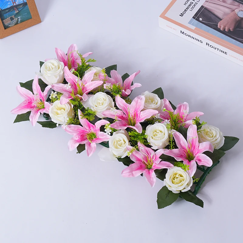 仿真花排花假花婚庆布置百合玫瑰绢花紫色包水管定制颜色塑料