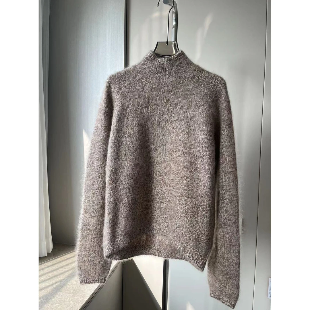 高领花纱毛衣0548