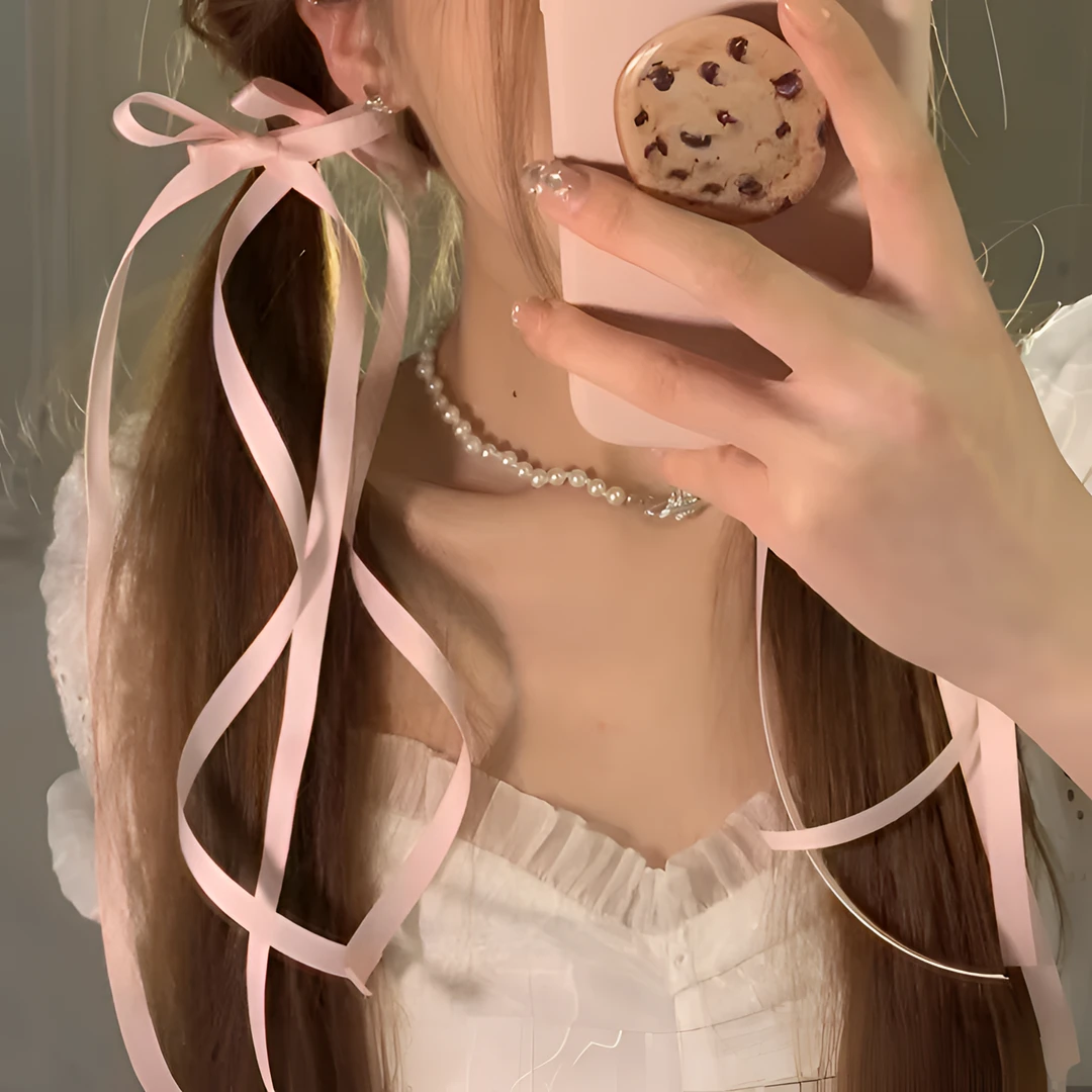 甜美天花板丝带蝴蝶结ins发夹飘带韩国甜美少女小众发夹可爱发卡