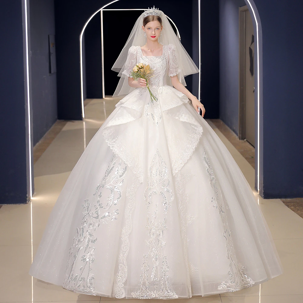 婚纱礼服2025秋新款婚纱绑带齐地婚纱加大码胖mm新娘婚纱公主气质