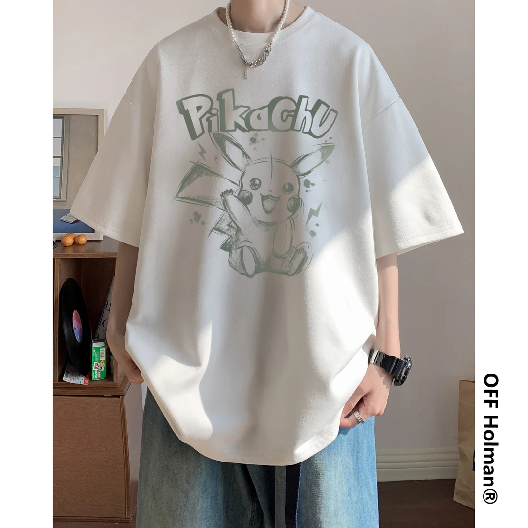 OFF HOLMAN夏季清凉情侣短袖T恤宽松高街圆领潮牌男女半袖大码ins