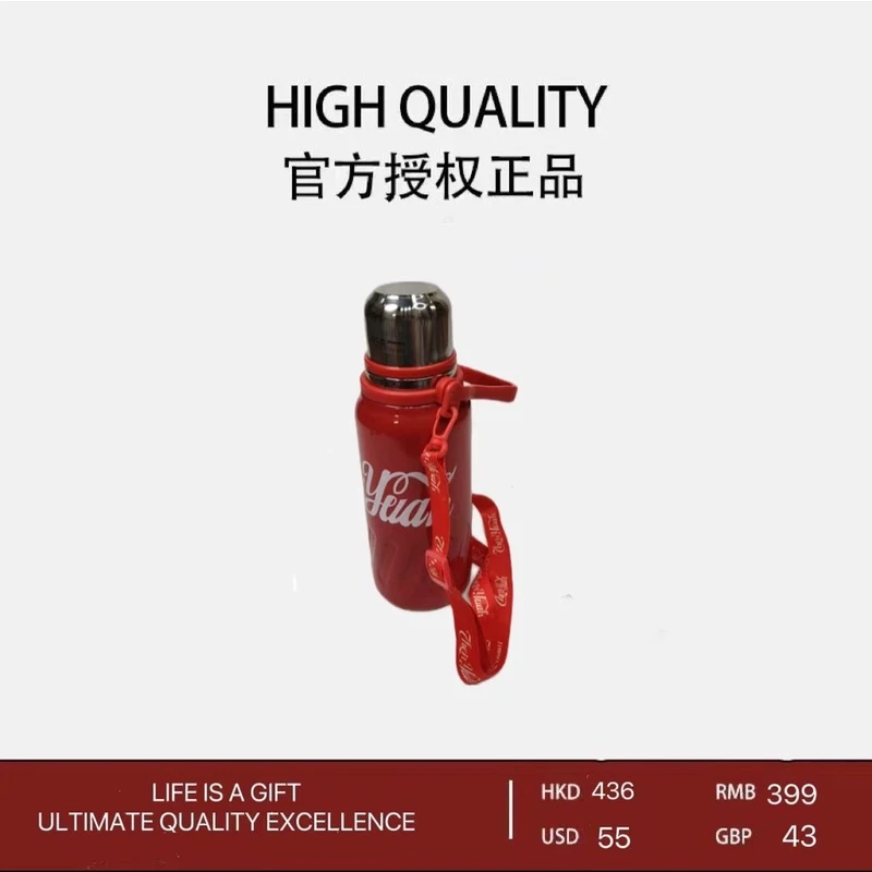 高颜值可乐同款保温杯大容量便携运动水壶红色