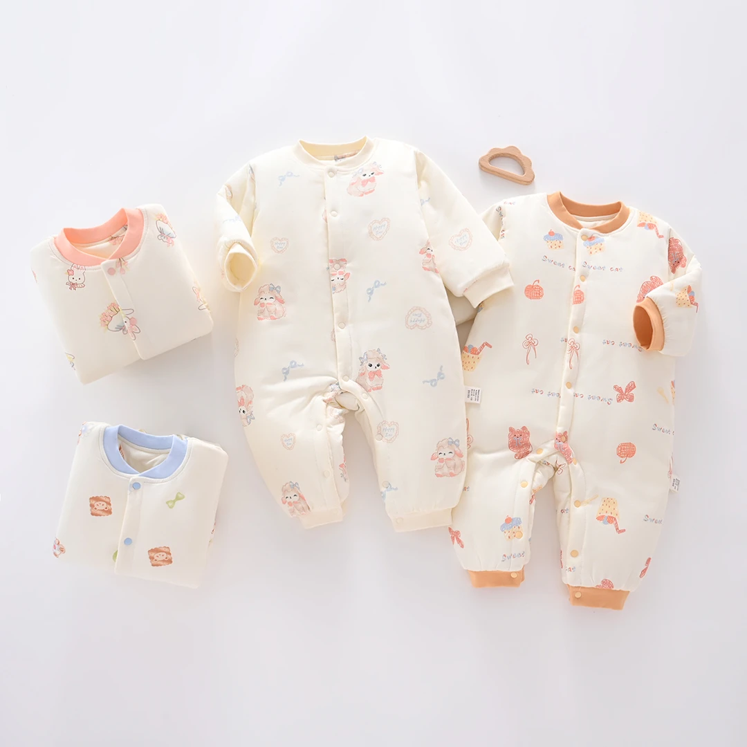 【易帛专享】120克棉服连身衣哈衣纯棉加厚新生婴婴儿宝宝A类冬款