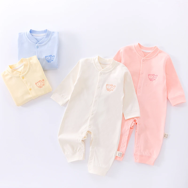 纯棉婴儿连体衣春秋男女宝宝四季新生儿哈衣爬服哈衣无骨打底外出