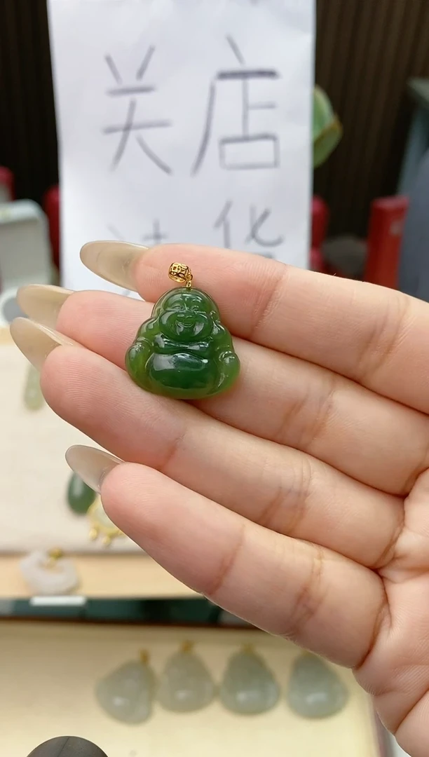 【闪购商品】和田玉吊坠(赠链)18K金镶嵌佛公