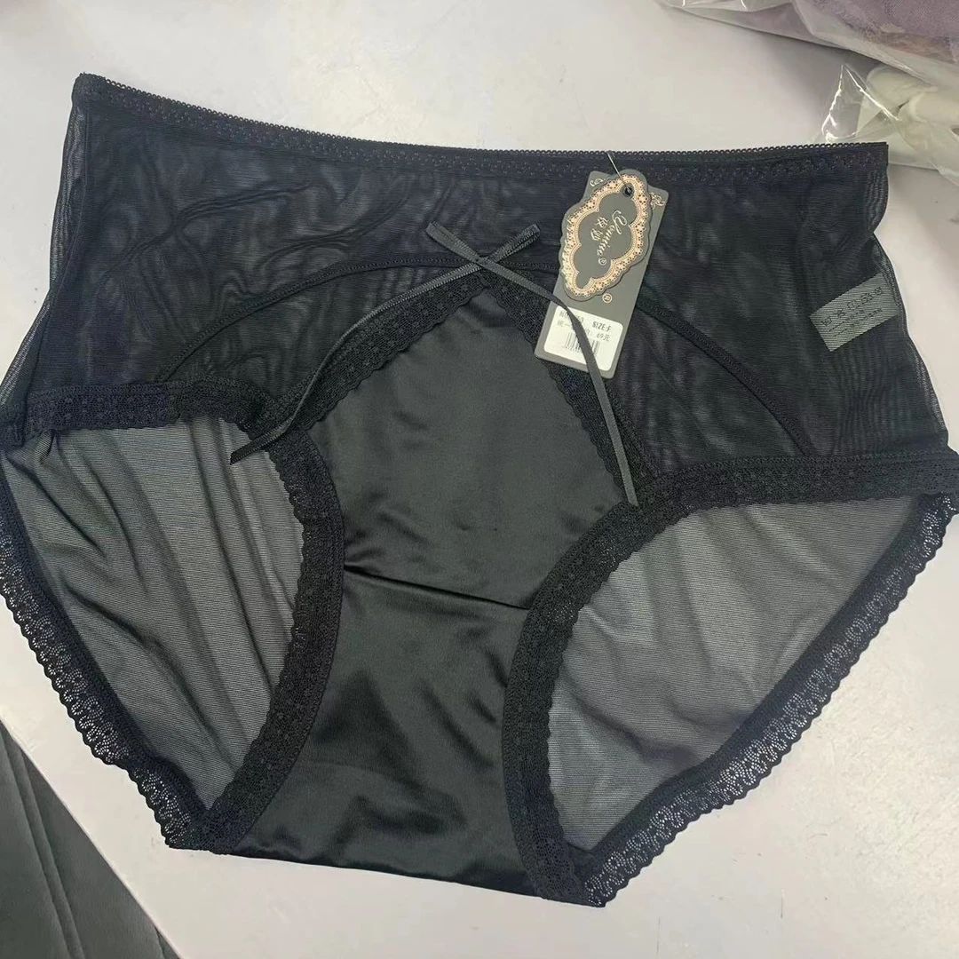 80到130 中腰性感黑色组合蕾丝内裤，三条不同款，