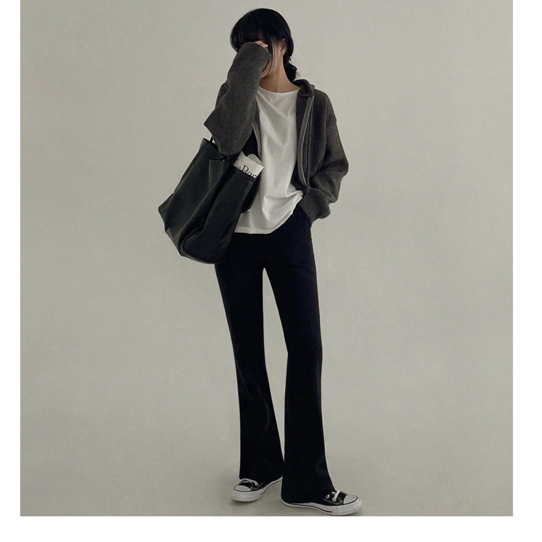 韩国热销加绒微喇叭裤