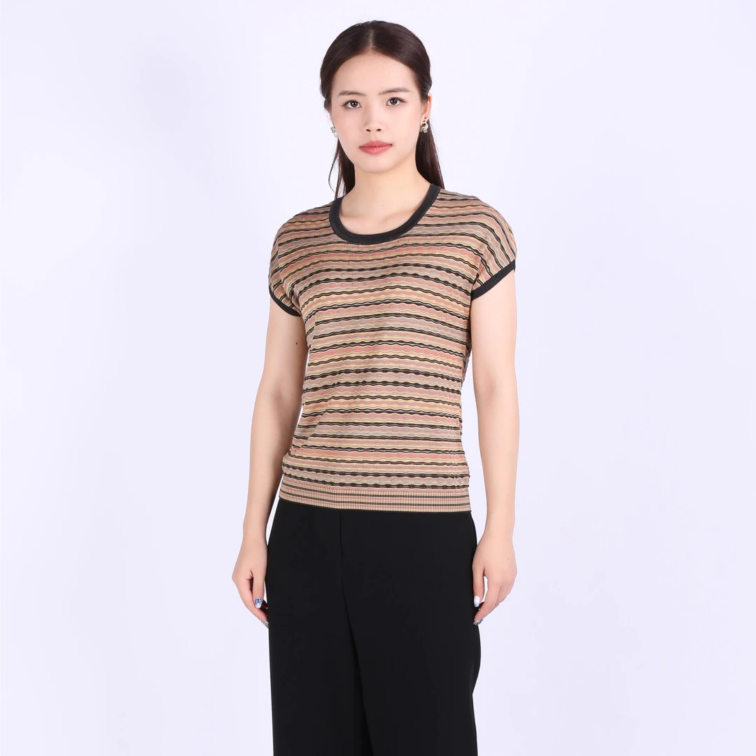 Anlom/娅奴春夏中袖新款休闲桑蚕丝针织衫通勤上衣套衫G2206068