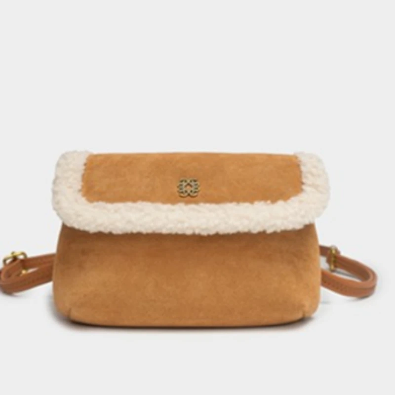 【刘叮当甄选】冬季新款毛绒女包马鞍包单肩斜跨包百搭毛毛包包