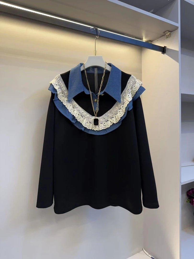 欧货新款遮肉显瘦气质拼接时尚高品质女人衫