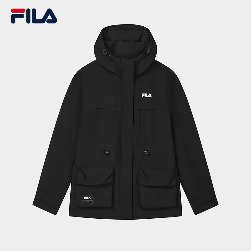 FILA斐乐正品女装冬季加厚棉服连帽防风运动防泼水F11W518904F