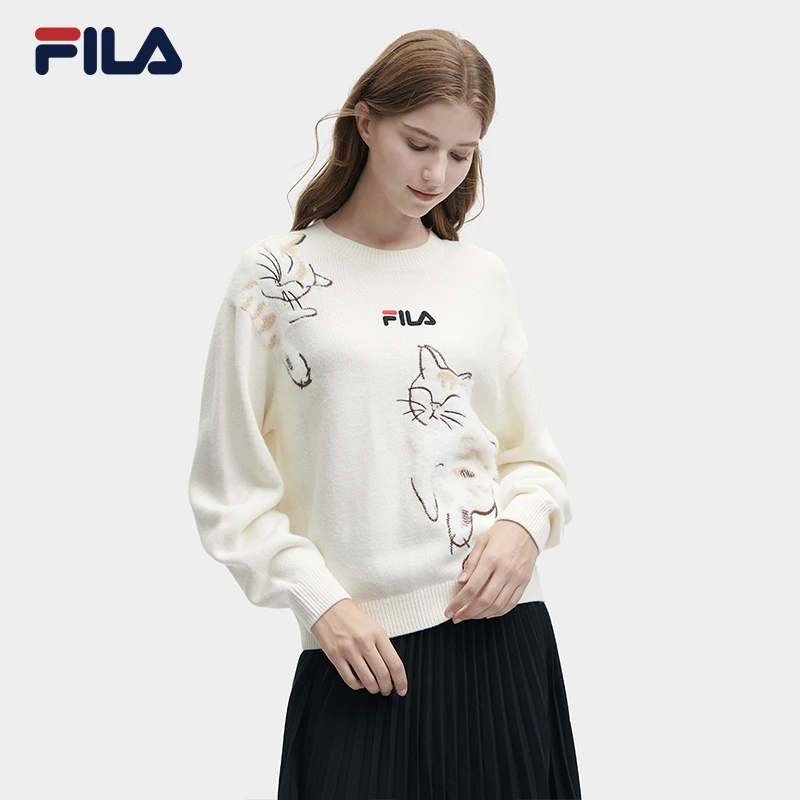 FILA斐乐冬季女【时尚舒适保暖圆领针织衫】运动上衣F11W348409F