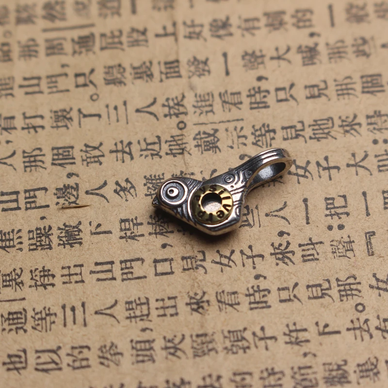 925银银制品 吉祥鸟卡子计数器镶嵌黄铜搭配文玩配饰百香籽珠串