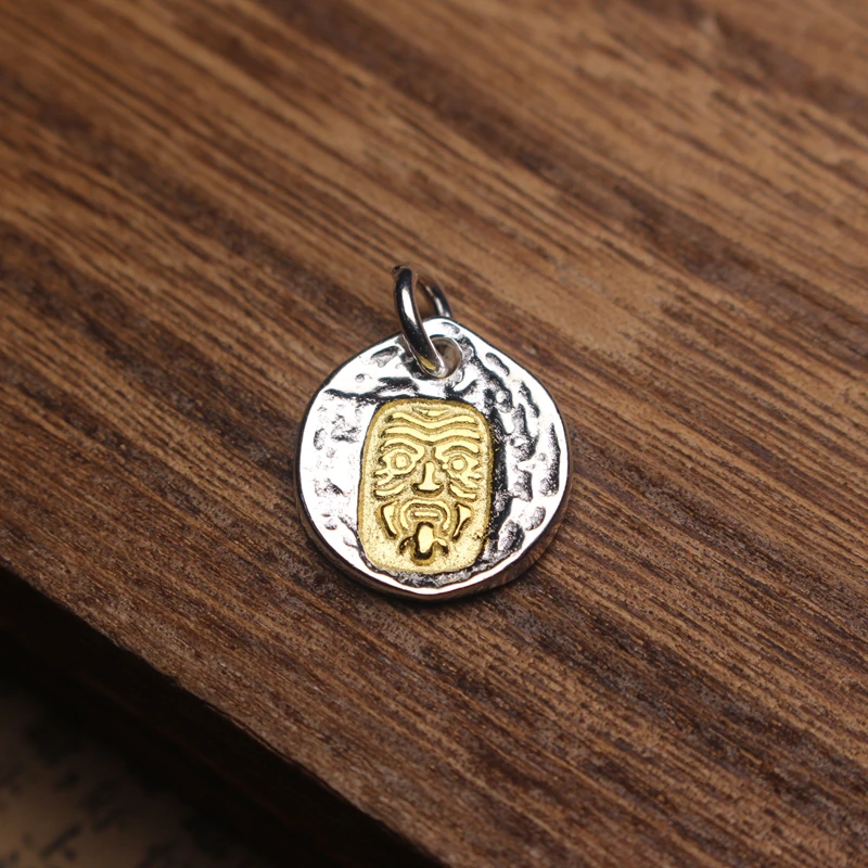 925银银制品 扎基拉姆侧挂吊坠复古古法银制品镶嵌素款项坠文玩